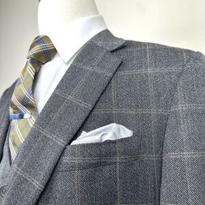 Hart Schaffner Marx Gold Grey Herringbone Overcheck Blazer 43R Read